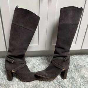 Tory Burch Gray Suede Heeled Boots